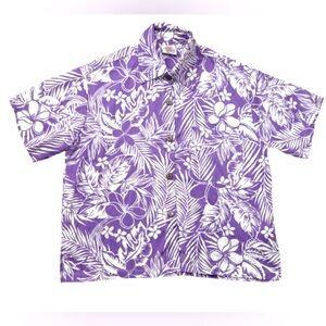 Women’s floral cropped top purple & white short sleeve